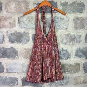 Studio Y Women's L Halter Top Multicolor Space Dye Metallic Gold Y2K Hippy Boho